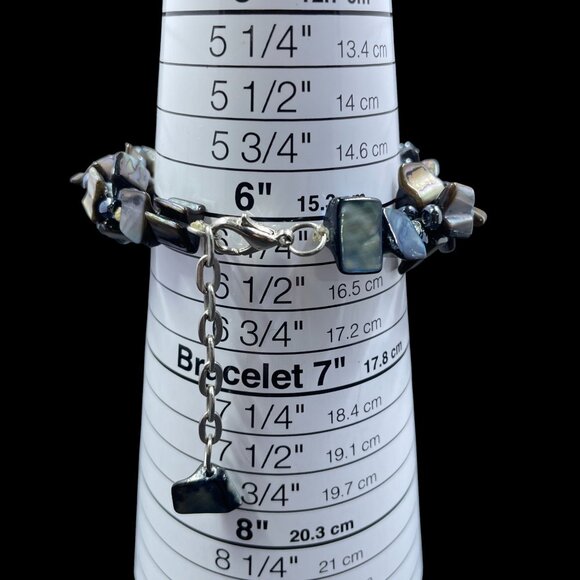 Natural Shell Beaded Bracelet Boho Coastal Iridescent Mother Of Pearl Jewelry - Picture 7 of 9